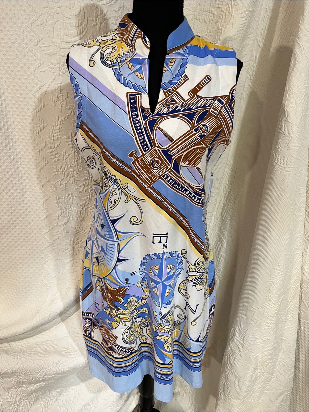 Barbara Erickson Nautical Print‎ Shift Dress, size medium